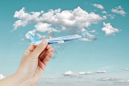 云中漫步空中飞行的航空飞机设计图片