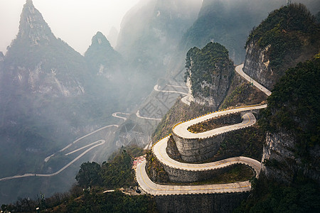 张家界天门山九十九道弯高清图片