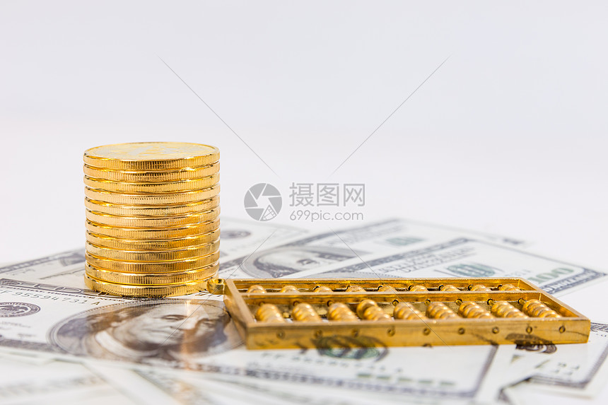 算盘银币纸币现金图片