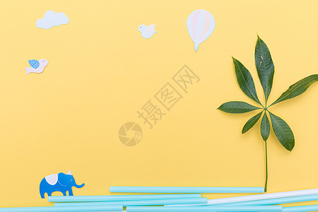 叶子卡通卡通静物创意造型背景