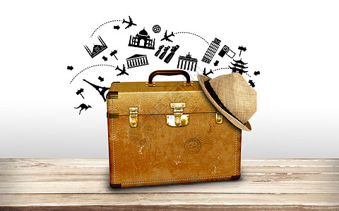 创意旅行行李箱背景图片