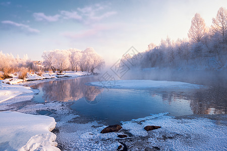 雪美景库尔滨雾凇美景背景