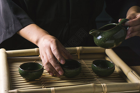 陶瓷茶壶茶具与茶道背景