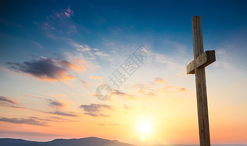 复活节木制十字架高清图片