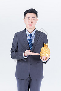 金色菠萝男性商务理财背景
