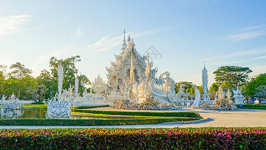 泰国自然风景泰国清莱白庙背景