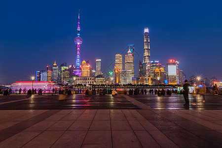 夏日风景夜晚中的上海背景