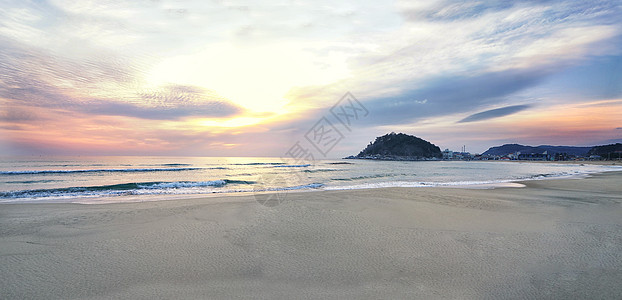 韩国海滨夕阳风光图片