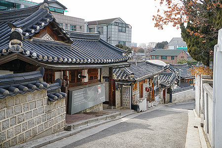韩国寺庙韩国韩屋建筑背景