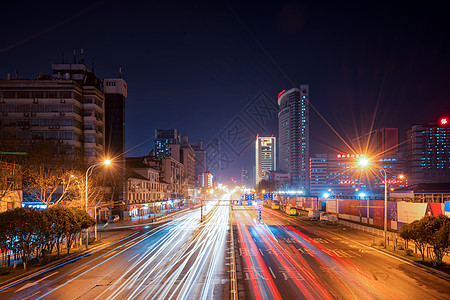 夜景街拍立交桥看城市车轨背景