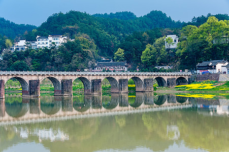 植物画安徽古徽州新安江风光背景