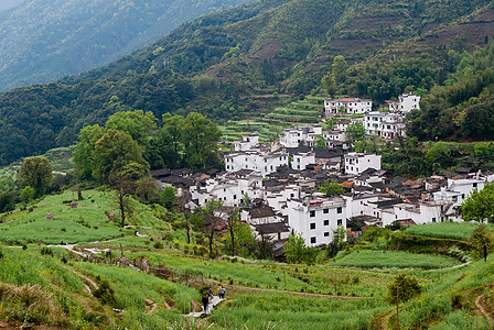 古徽州村落田园风景图片