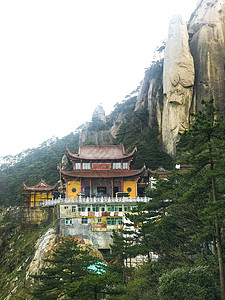 九华山天台景区寺庙背景