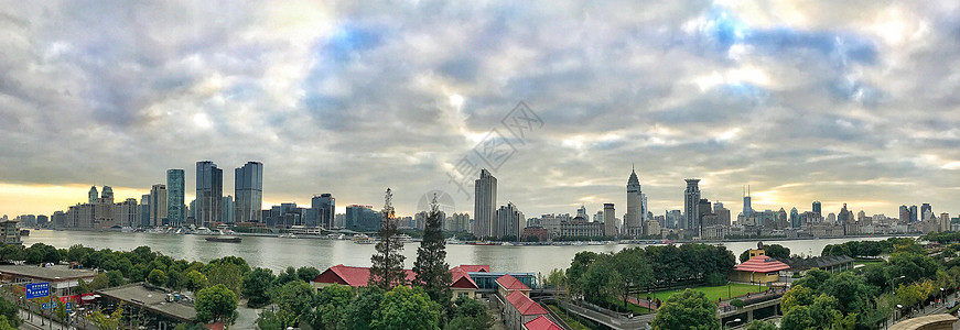 上海浦西江景全景图背景图片