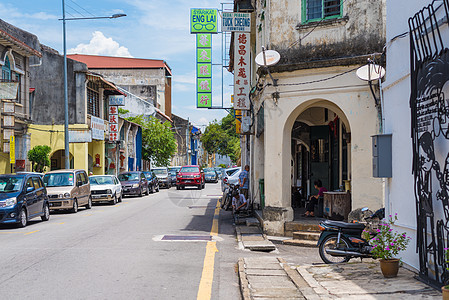 马来西亚槟城街景背景图片