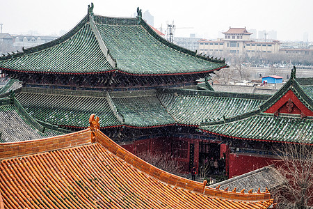 清明上河园风景雪中包公祠背景