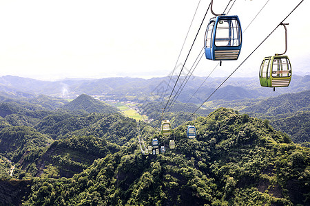 巴拿山缆车亲子旅游高清图片