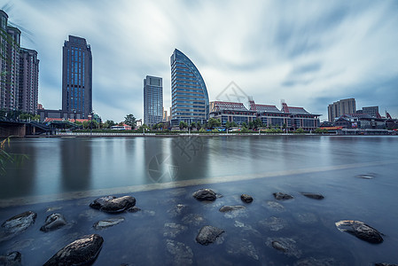 天津海河慢门背景图片