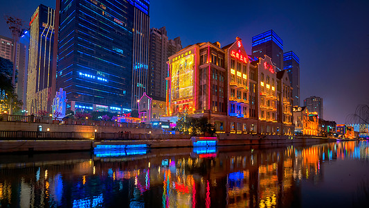 街景夜晚武汉楚河夜景背景