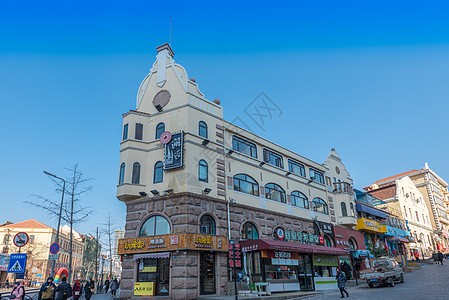 风情商业街青岛中山路商业街异域风情背景