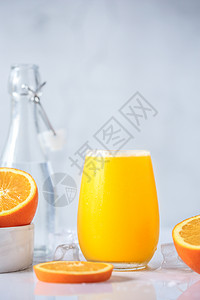 橙子手绘ins风日系鲜榨早餐橙汁背景