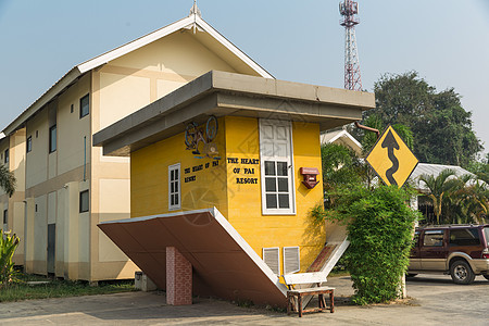 拜县特色泰国拜县倒立小屋背景