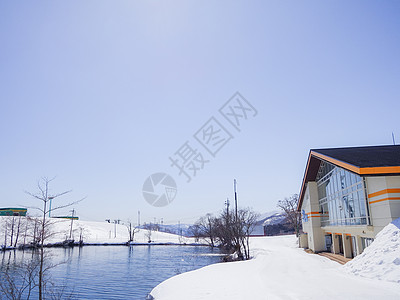 湖边餐厅梅池高原滑雪场背景