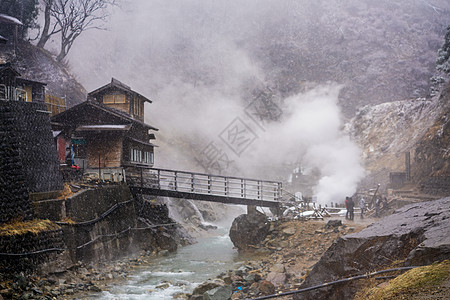 地狱谷冬天地狱谷温泉背景