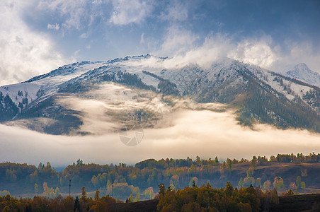 新疆禾木山野风光背景