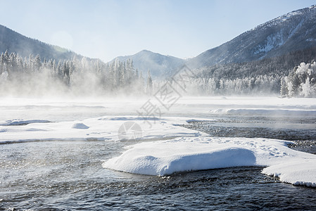 天山牧场新疆喀纳斯冬季美景背景