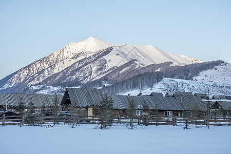 新疆禾木村冬季雪景美景高清图片