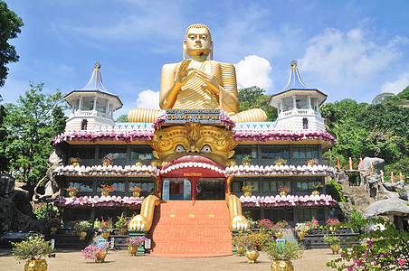 斯里兰卡寺庙斯里兰卡丹布勒石窟背景