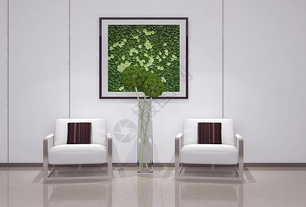 单椅盆栽组合效果图背景图片