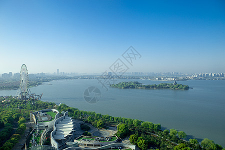 中国苏州金鸡湖全景高清图片