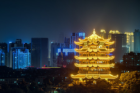 诗词黄鹤楼夜景特写背景