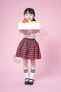 儿童生日拿着柠檬的小女孩背景