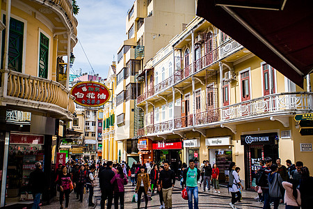 海外购物澳门商业街背景