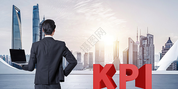 黑板上KPI绩效走势数据高清图片素材