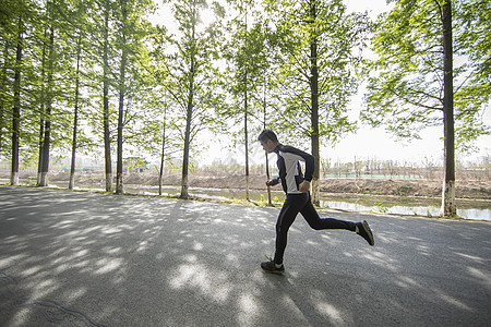 森林公路户外跑步背景