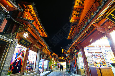 丽江夜景丽江束河古镇夜景背景