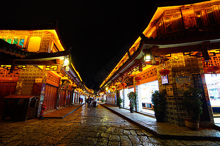 束河古镇夜景丽江古城夜色酒吧背景