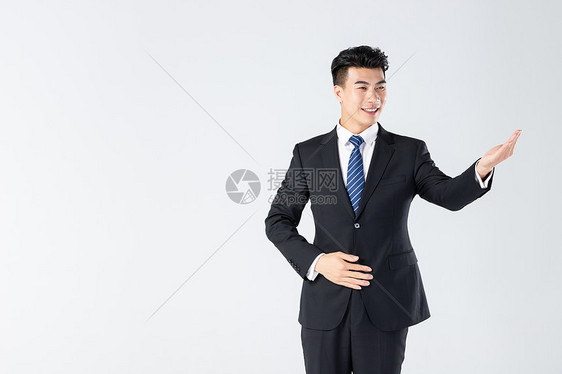 商务男士指引手势