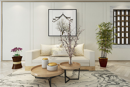 新中式休闲客厅空间高清图片