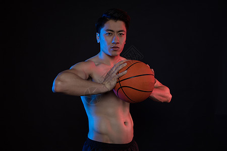 男性健康运动男性人像篮球肌肉创意照背景