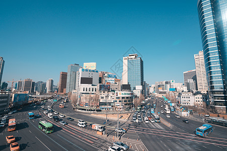 韩国首尔之夜韩国首尔街景背景