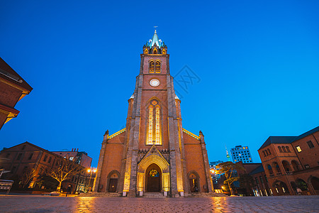 韩国旅行韩国首尔明洞大教堂背景