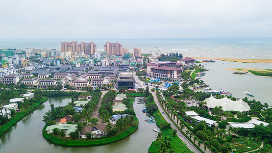航拍海南博鳌小镇背景图片