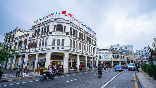 海口骑楼老街海南海口老街风光背景