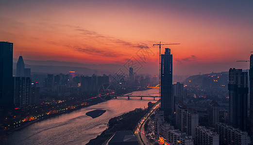 夕阳西下甘肃兰州黄昏背景