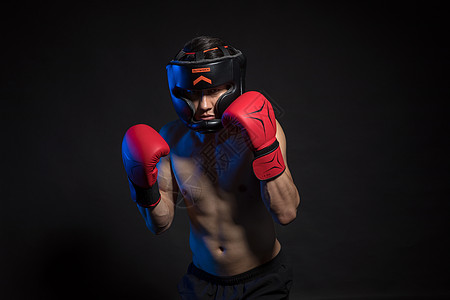 运动男性拳击肌肉创意照高清图片